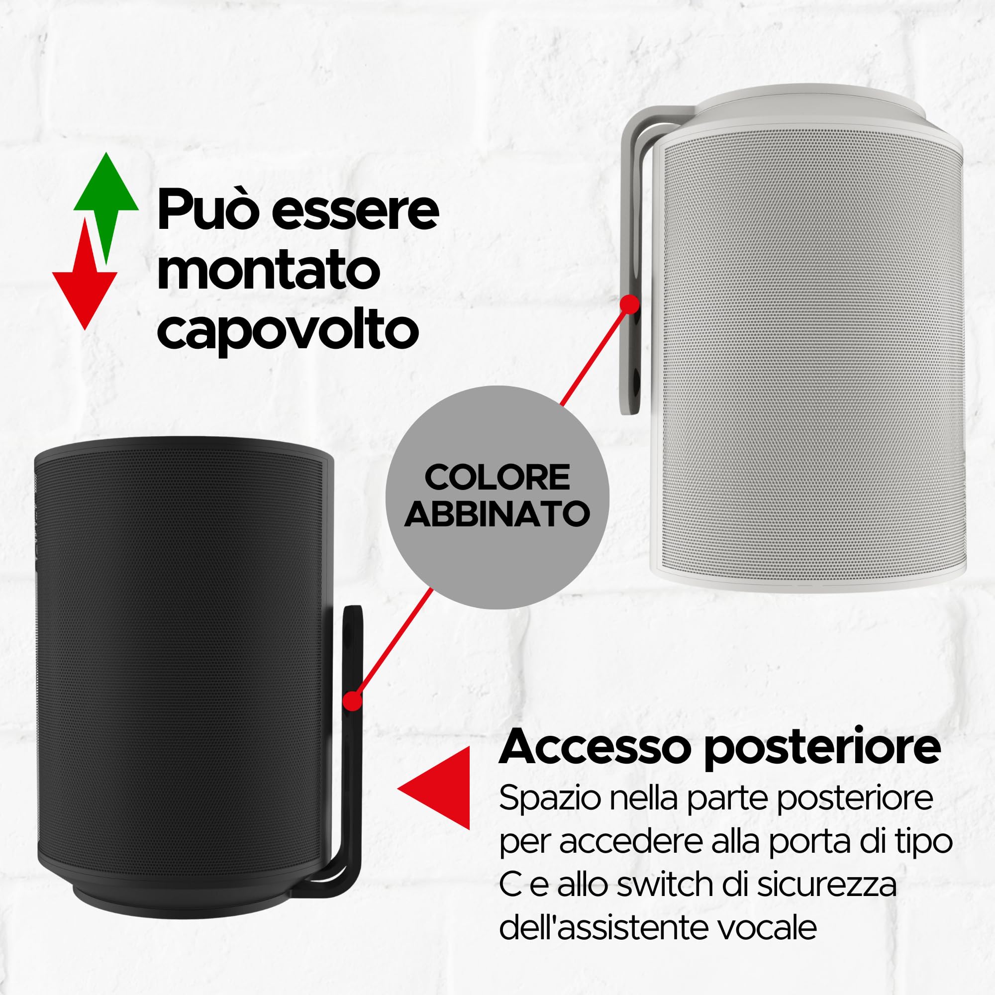 Sound bass Supporto da Parete ERA 100 – Profilo Basso, Bianco, Singolo (1 pz), Compatibile con Sonos ERA 100 & ERA 100 SL, Kit di Montaggio Incluso