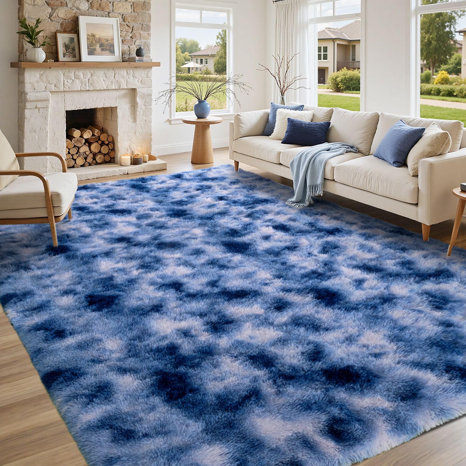 Tapis pelucheux moelleux grand format pour réchauffer le salon