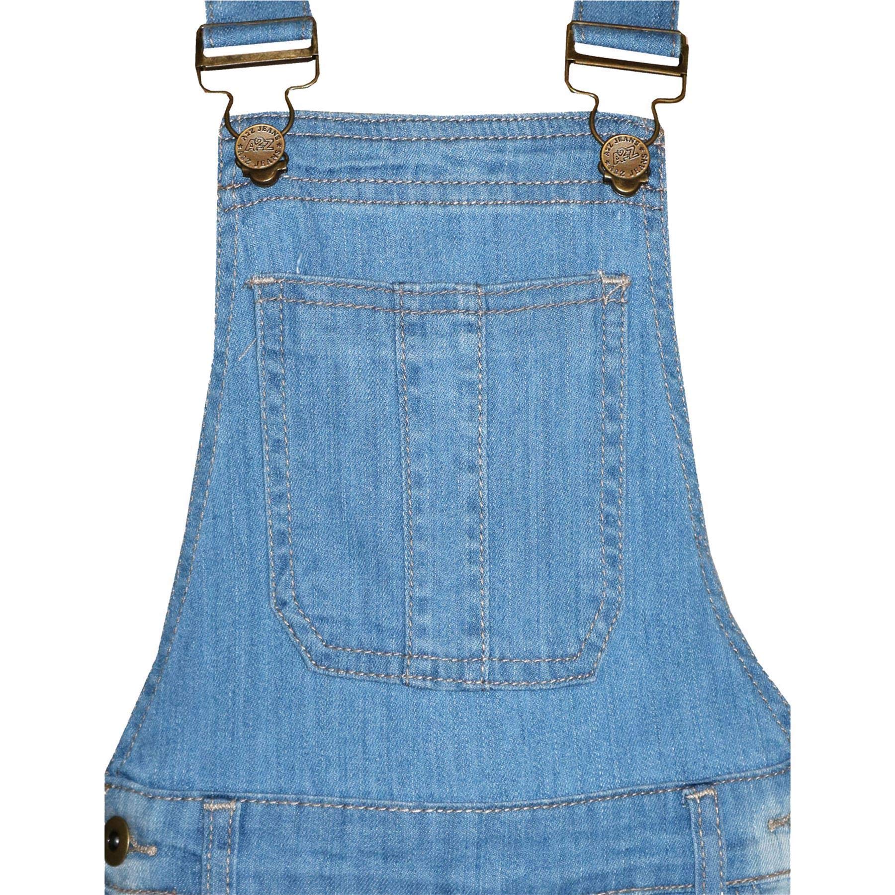 A2Z 4 Niños Niñas Pantalones cortos vaqueros peto, vaqueros elásticos desteñidos mono con pechera mono todo en uno de 3 a 13 años