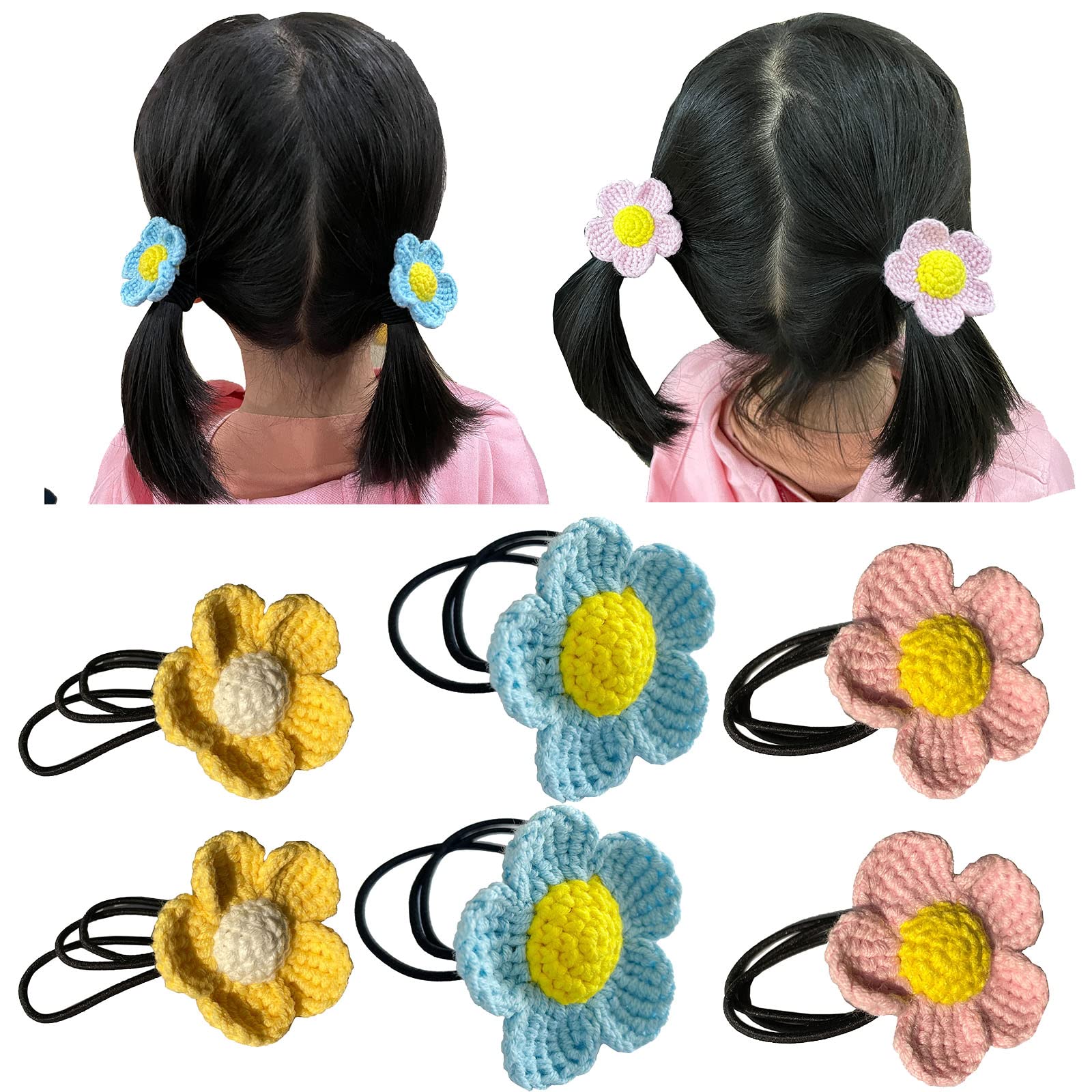 3 Pack Baby Girls Hair Flower for Handmade Hair Elastic Knitting Dog Pet Accessories for Newborn Infant Toddler Kids Women
