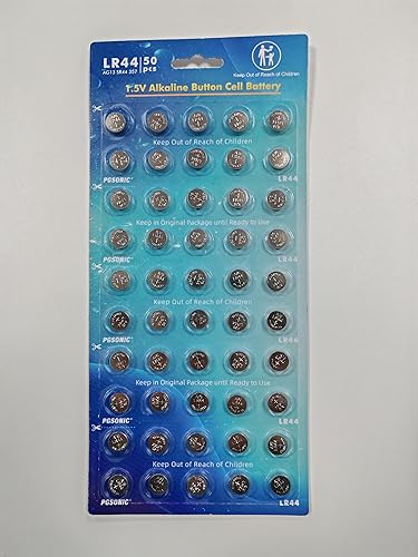 Miniatura 8 de PGSONIC Paquete de 50 baterías LR44, pilas de botón alcalinas de 1.5 voltios con potencia de larga duración