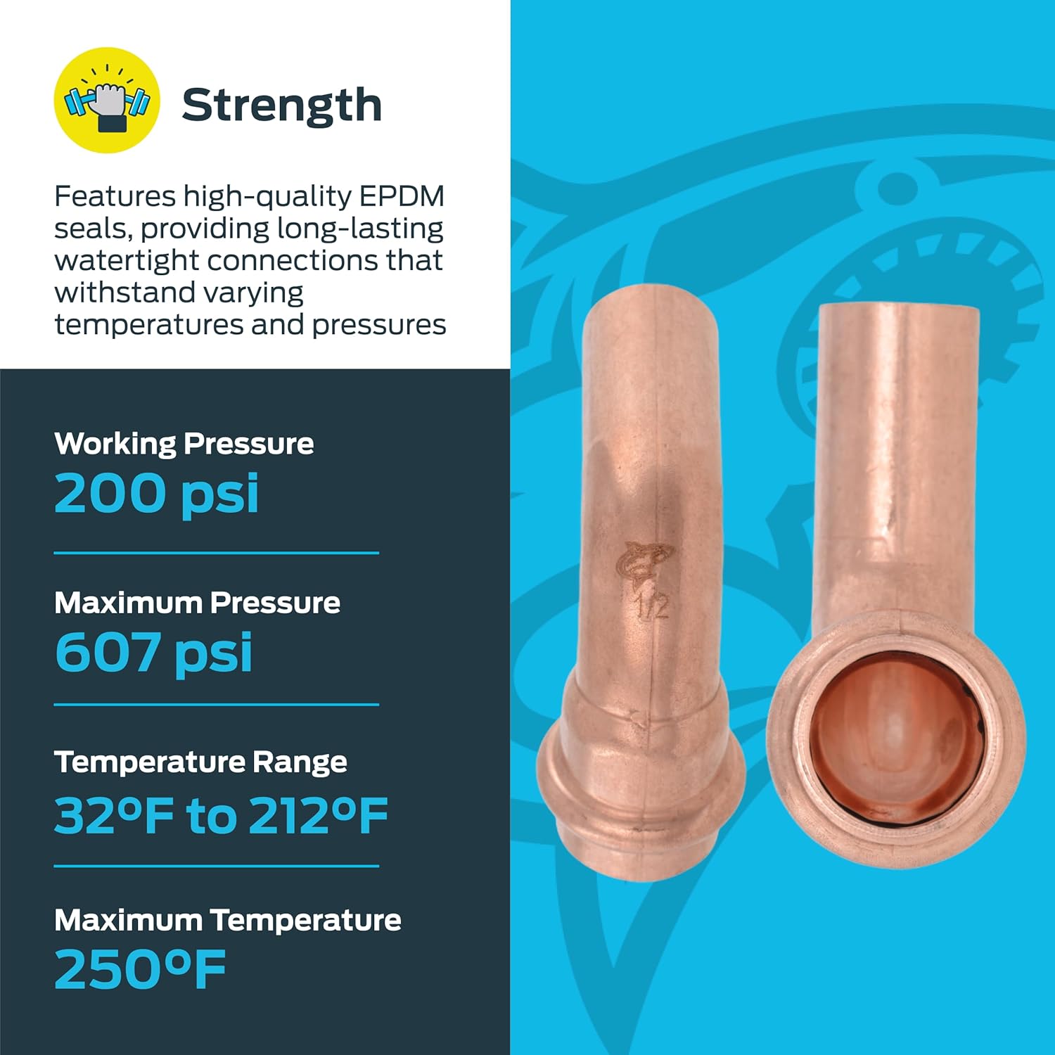 SharkBite 1/2 Inch Copper Press x 1/2 Inch FTG 90 Degree Street Elbow, Plumbing Fitting, Pack of 5, UPR0919X5