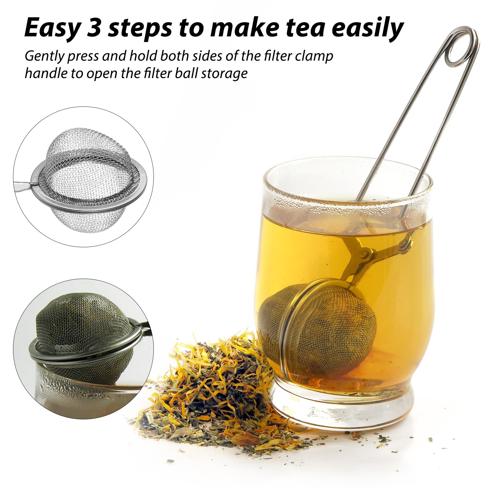 5 Pcs bola infusionadora de té, coladores te de bola con cadena, filtro infusiones acero inox, infusores colador infusiones para tés sueltos, infusor de té de hojas sueltas, tazas hierbas(4 estilos)