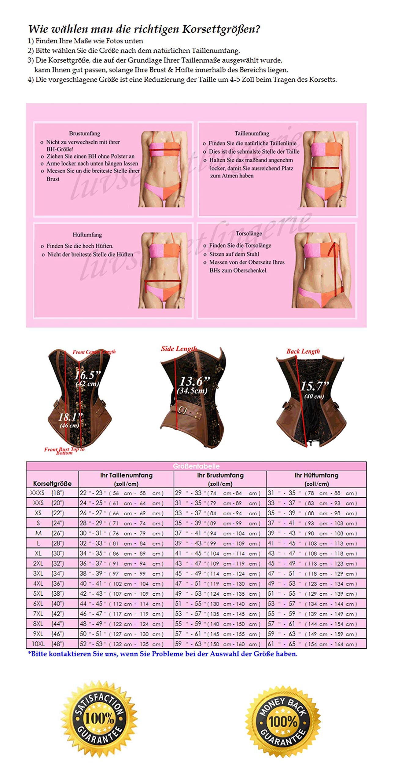 Femme Gothique 26 Double os en acier overbust Minceur Cuir & Brocart Corsets et Bustiers #8711