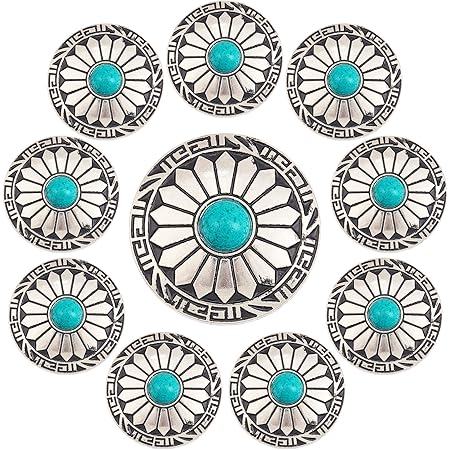 10 Pcs 1 Trous Turquo Boutons Western Conchos Vis Retour Rond Métal