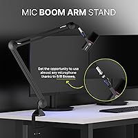 Vista 5 de IXTECH Soporte de brazo para micrófono, soporte de micrófono ajustable resistente con bridas para cables, soporte de brazo de montaje en escritorio