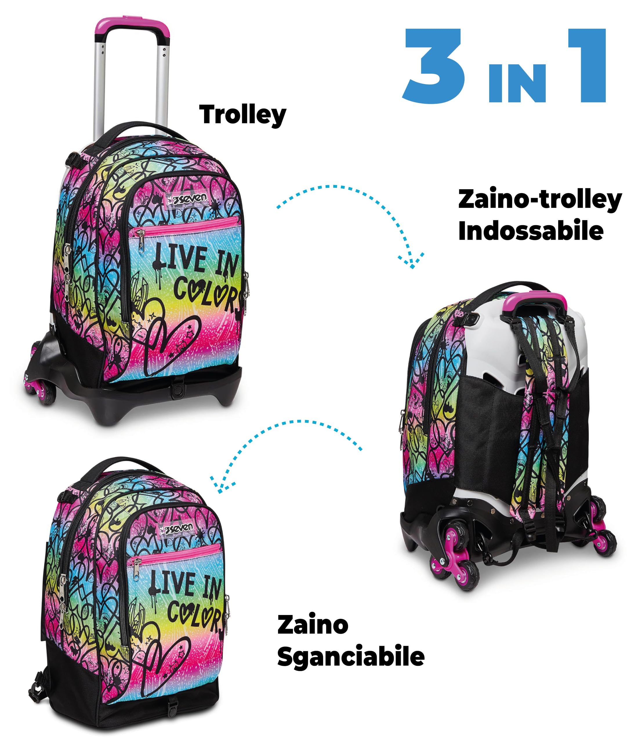 Seven Trolley Jack 3 ruote, COLOUR EXPRESSION, Scuola, Bambini e Ragazzi, Scuola e tempo libero