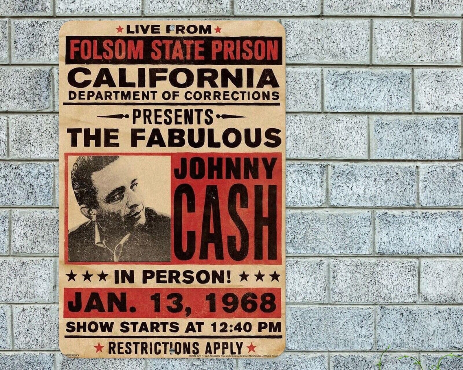Johnny Cash Live Folsom State Prison Garage Man Cave metal signs Signs & Plaques home decor 12x8 inch/30x20cm