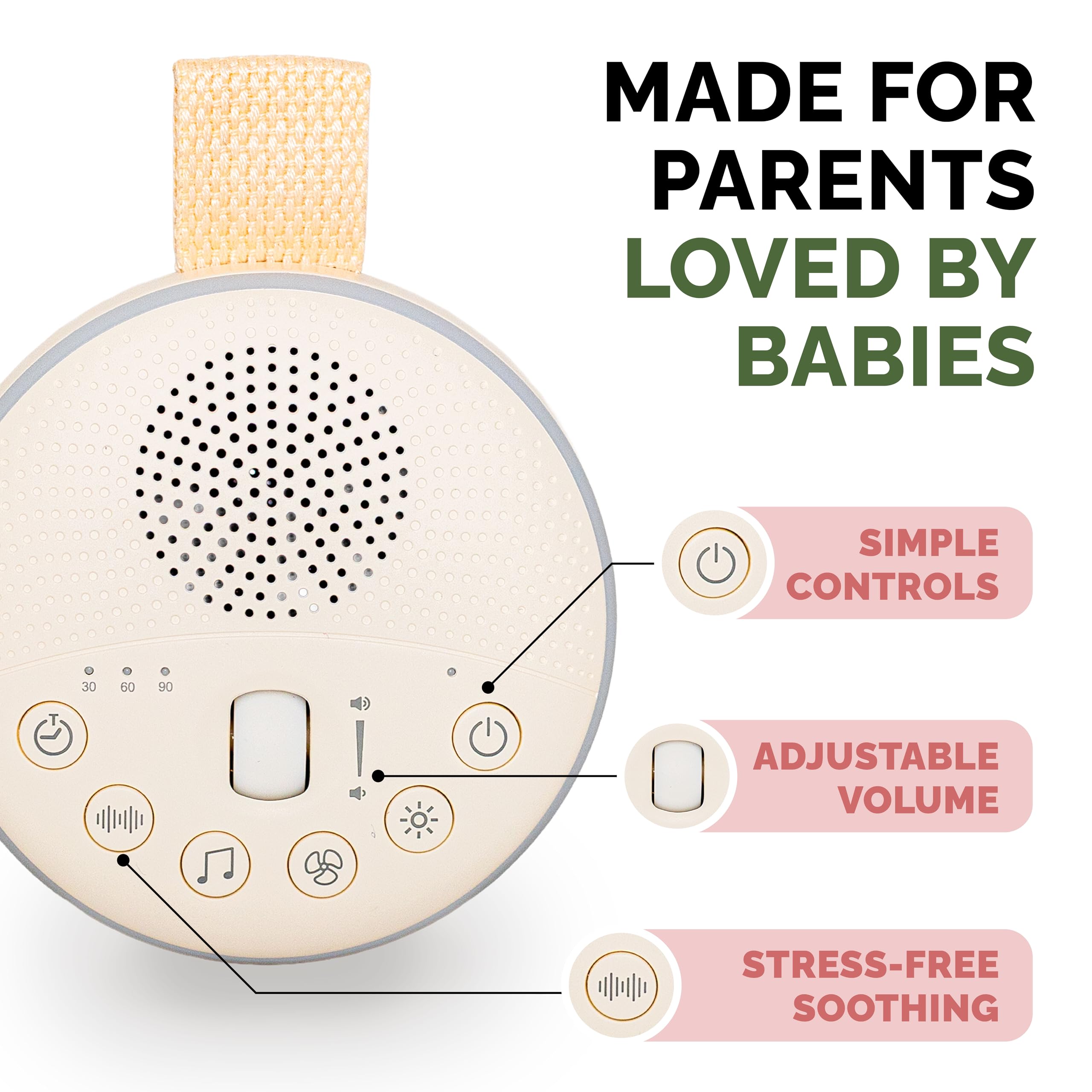 Máquina de sonido de ruido blanco para alivio de cólicos para bebés, máquina de sonido recargable para alivio de gases para recién nacidos, portátil con batería de larga duración, 21