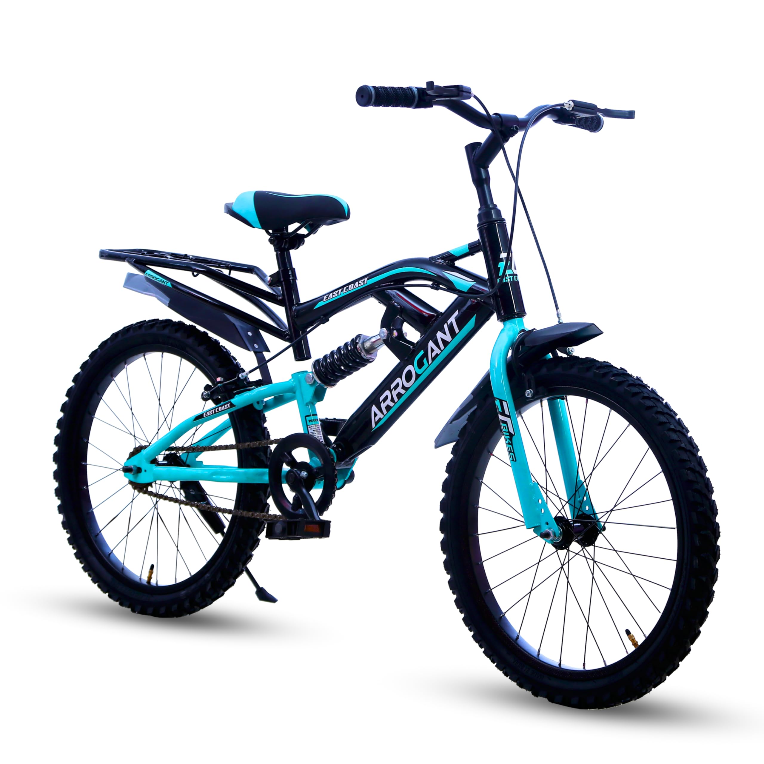 EAST COAST Arrogant Single Speed Cycle/Bicycle | 20T Kids Bike/Kids Cycle with Inbuilt Carrier, Center Suspension, 14 Inch Frame, Caliper Brakes Ideal for 5 to 8 Years, Dual Shade (Sea Green)-image-41