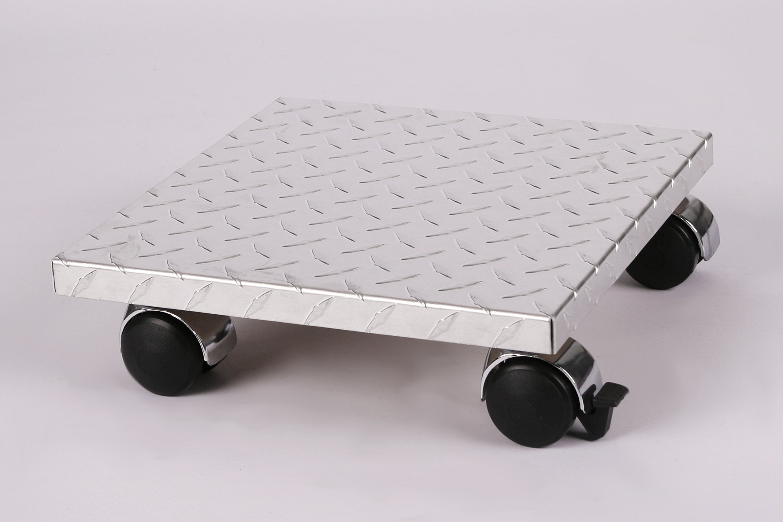 Möbelroller/Pflanzenroller (Profi) 30x30 cm, ALU, 120kg, Chromrollen + Bremse, Marke: Szagato, Made in Germany (Design-Pflanzenroller Transportroller Rollbrett)