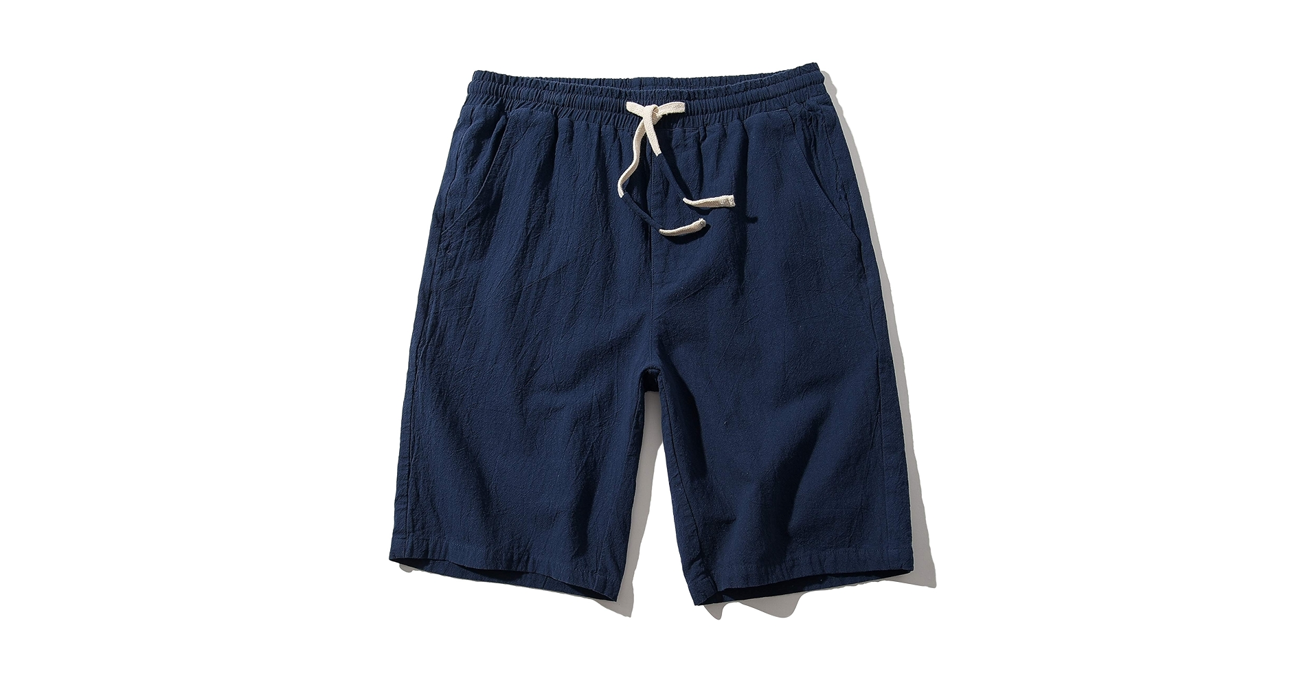 Men's Linen Casual Classic Fit 11 Inch Inseam Elastic Waist