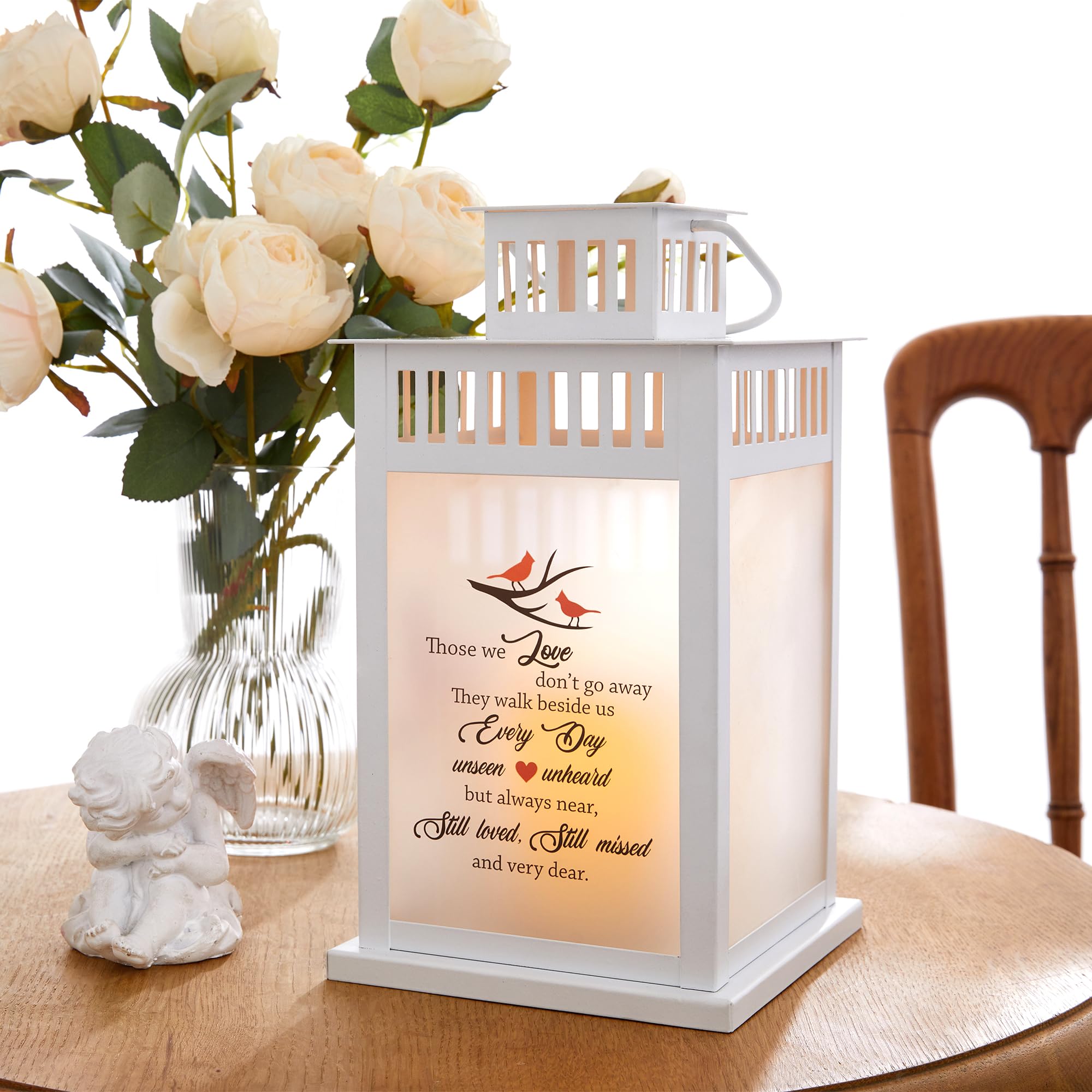 Lanterna Commemorativa Con Candela LED Tremolante - Regalo Lutto E Simpatia Per Perdita Cara Persona