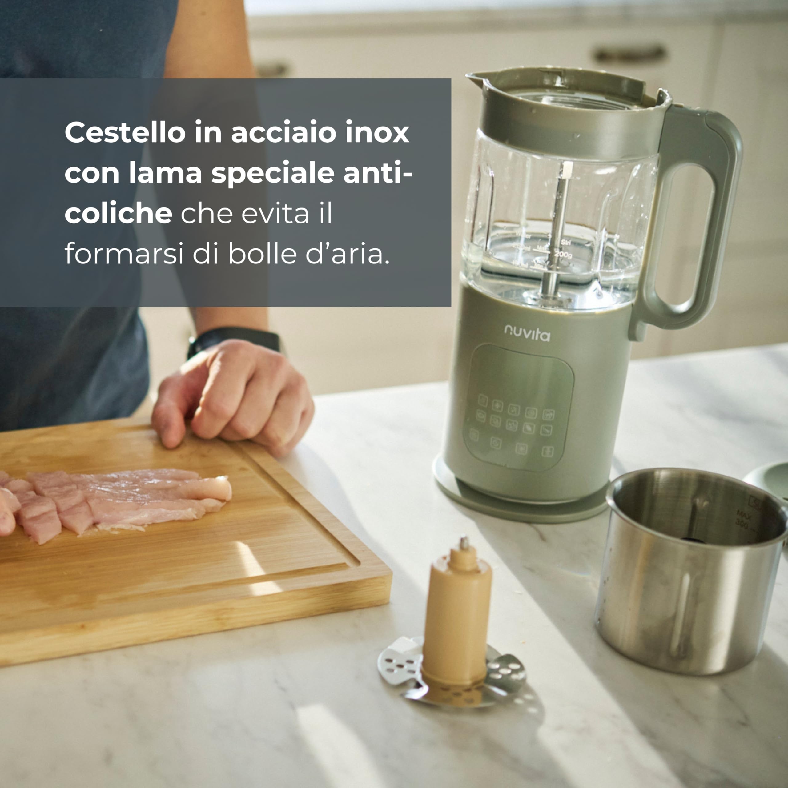 Nuvita Magic Pappa Cuocipappa Multifunzione 7-in-1 Cuoce a Vapore Frulla Sminuzza Prepara Purè per Bambini