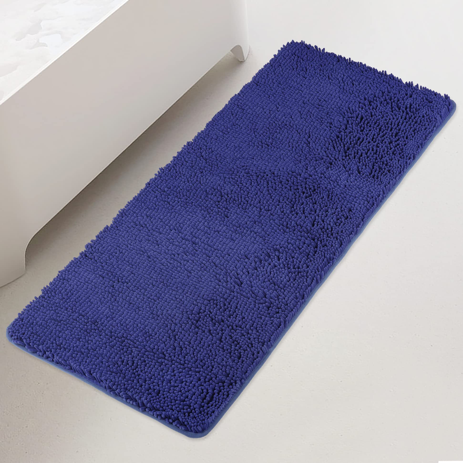 Yeaban Chenille Royal Blue Bathroom Runner Rug 24"x60"