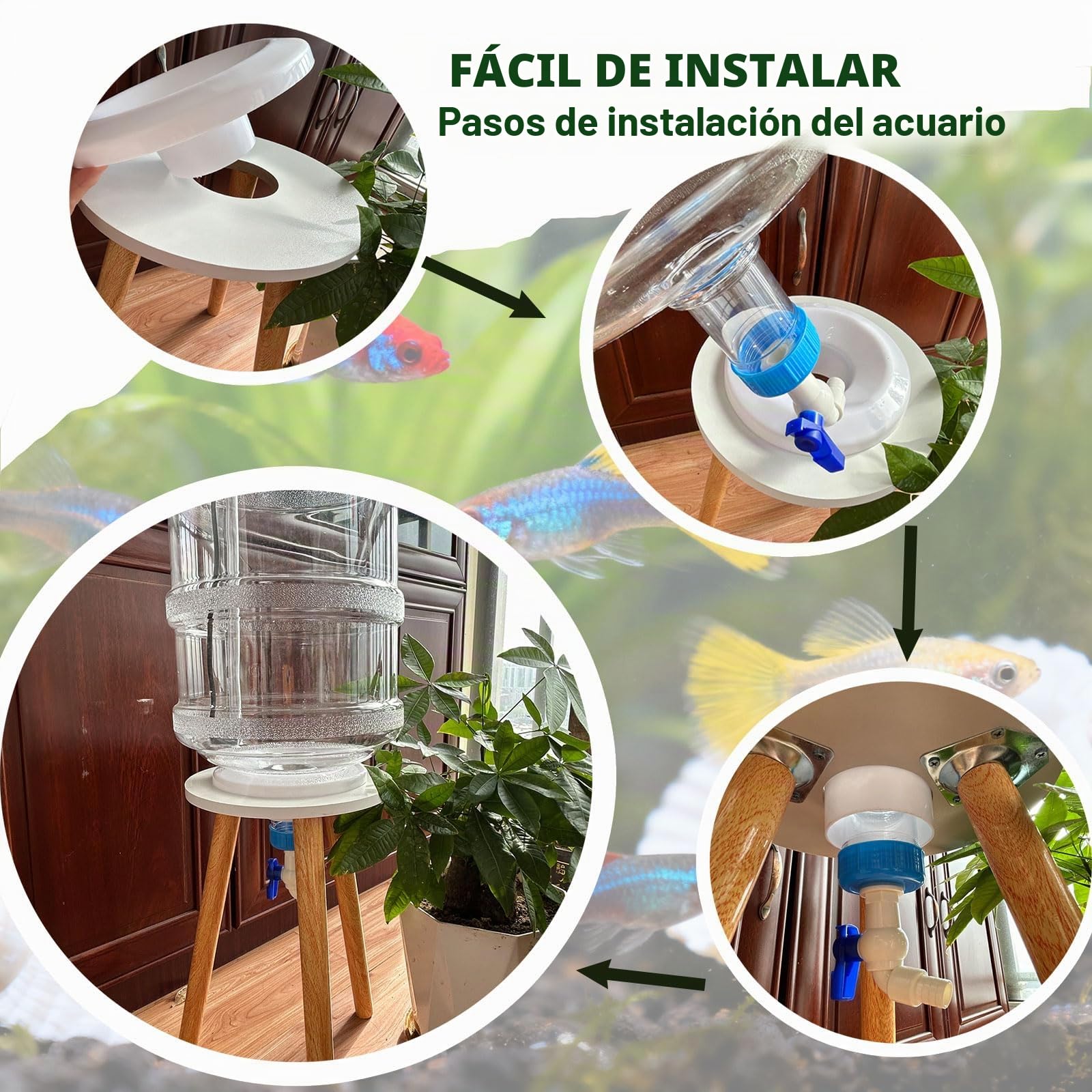 Pecera, Kit De Acuario 20 Litros - Diseño De Válvula De Drenaje Inferior, Fácil De Cambiar El Agua Y Limpiar, Con Soporte, Cubo Para Acuario, Grifo, Bomba De Oxígeno, Filtr(Size:Acuarios y accesorios)