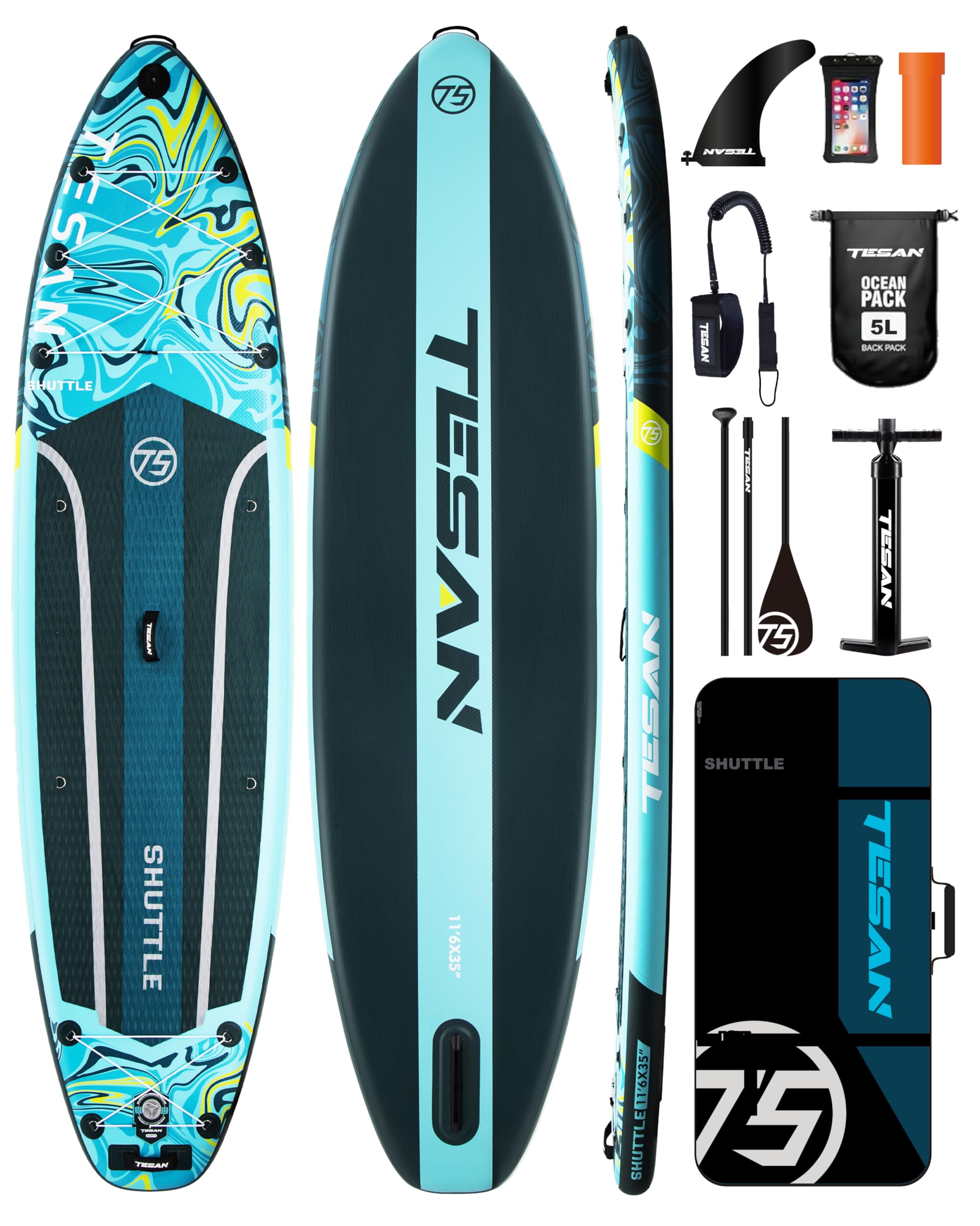 Amazon.com: TESAN 11'6x35'' Extra Wide Inflatable Paddle Board,All
