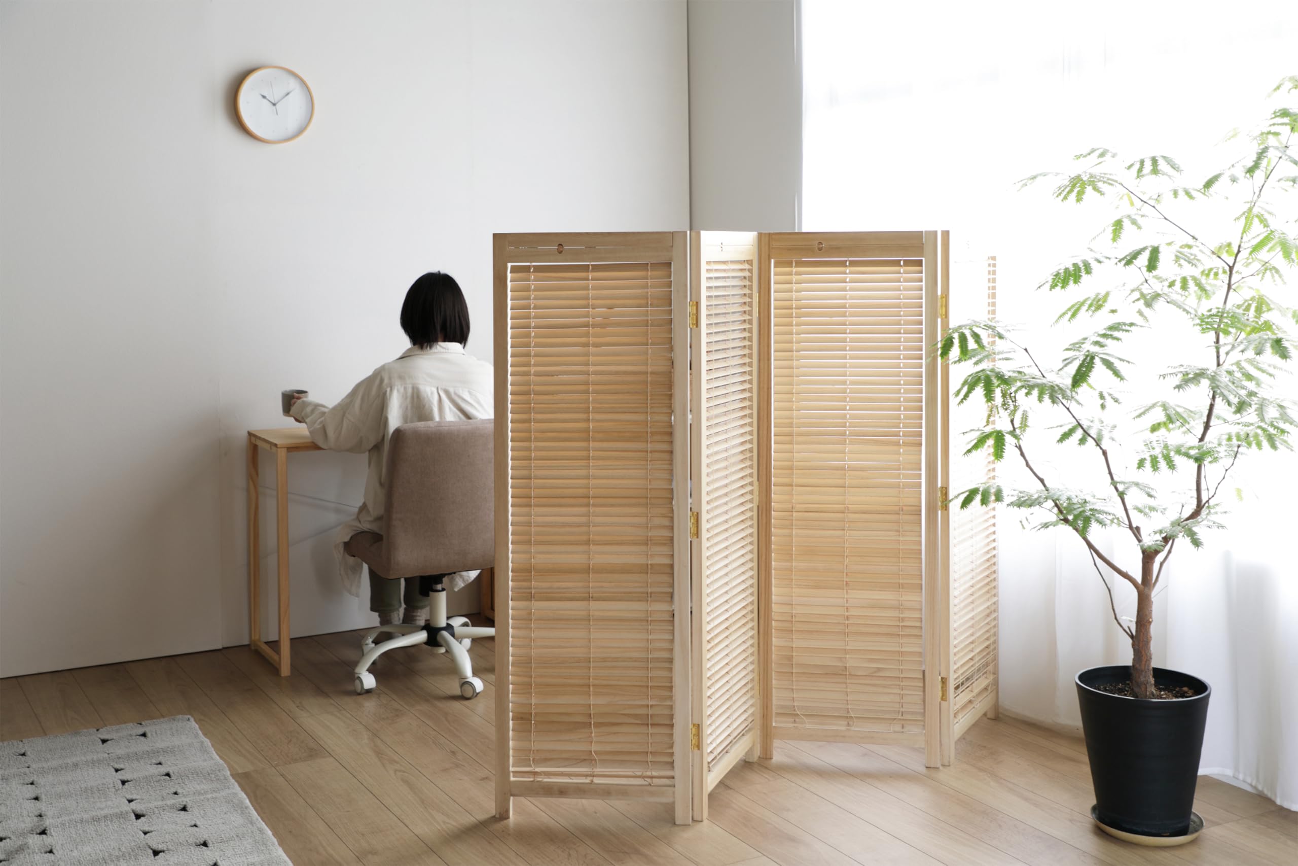 Amazon｜ブラインド衝立 4連 高さ135cm ナチュラル JP-LB4S(NA