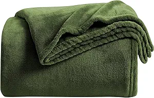 KMUSET Super Soft Throw Blanket Premium Silky Flannel Fleece Twin Size Green Microfiber Lightweight Blanket All Season Use,60X80 inches