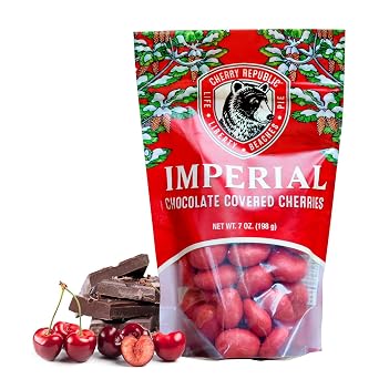 Cherry Republic Imperial Milk Chocolate Covered Cherries, 7 oz - Real Dried Michigan Chocolate Cherries Topped off with Red Cherry Confection - Premium Gift Snack for Special Occasions