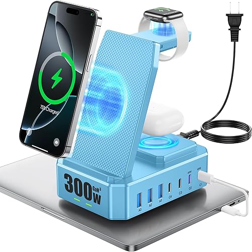 Miniatura 9 de Estación de carga de 300W para múltiples dispositivos Apple, Zutspzss cargador inalámbrico 10 en 1 para iPhone 17, soporte de carga rápida PD 65W