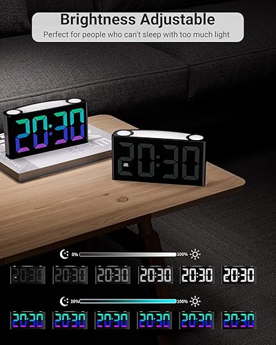 Miniatura 4 de RGB Reloj despertador digital  Reloj despertador para dormitorios reloj despertador fuerte para niños mayores con pantalla grande números