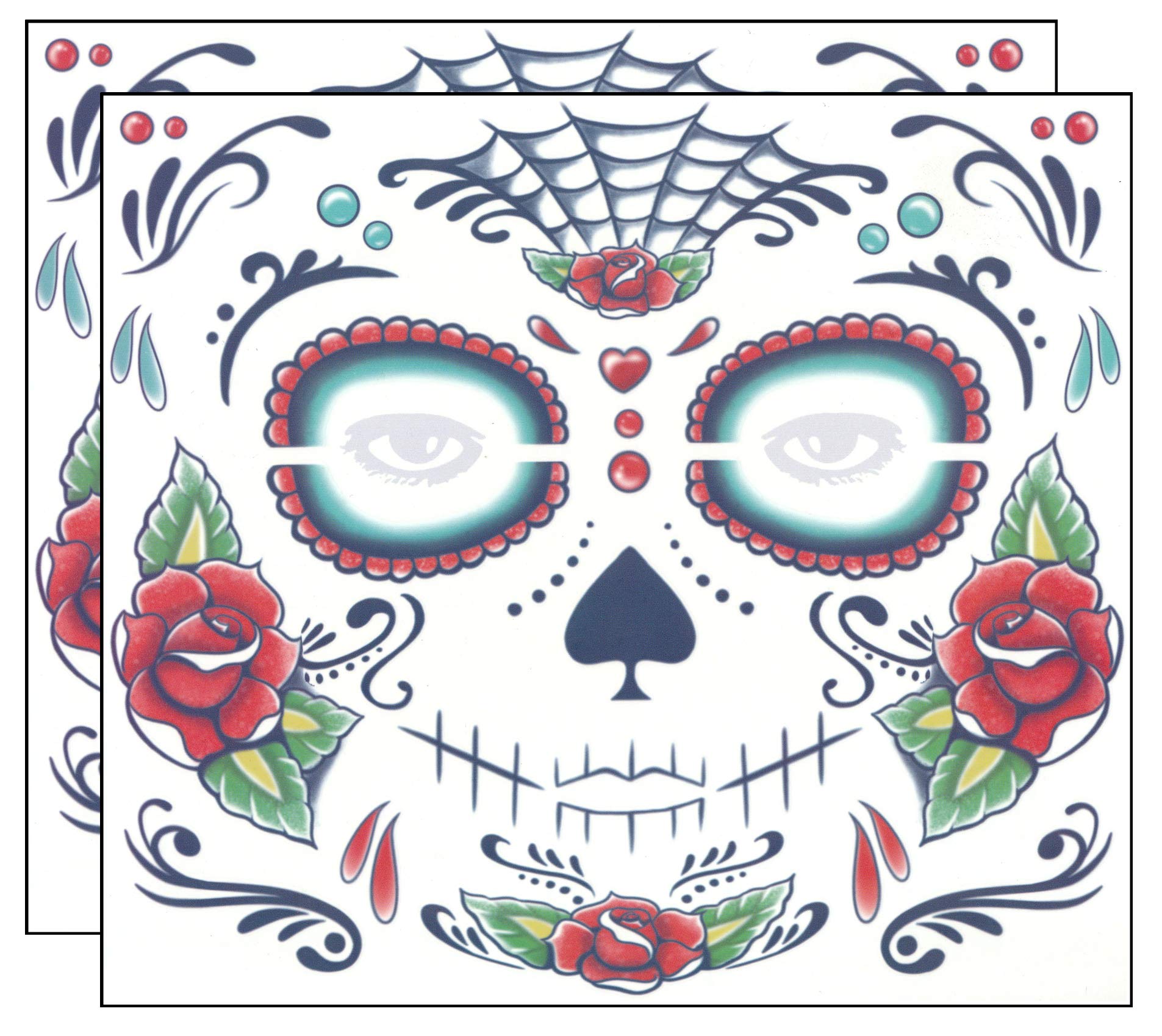 Buy Day of The Dead Sugar Skull Full Face Temporary Tattoo Kit Set of
