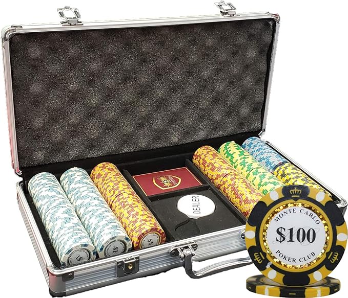 Monte Carlo 14 Gram Clay Poker Chips in Wood Black Mahogany Case - 500 – Poker Chip Lounge
