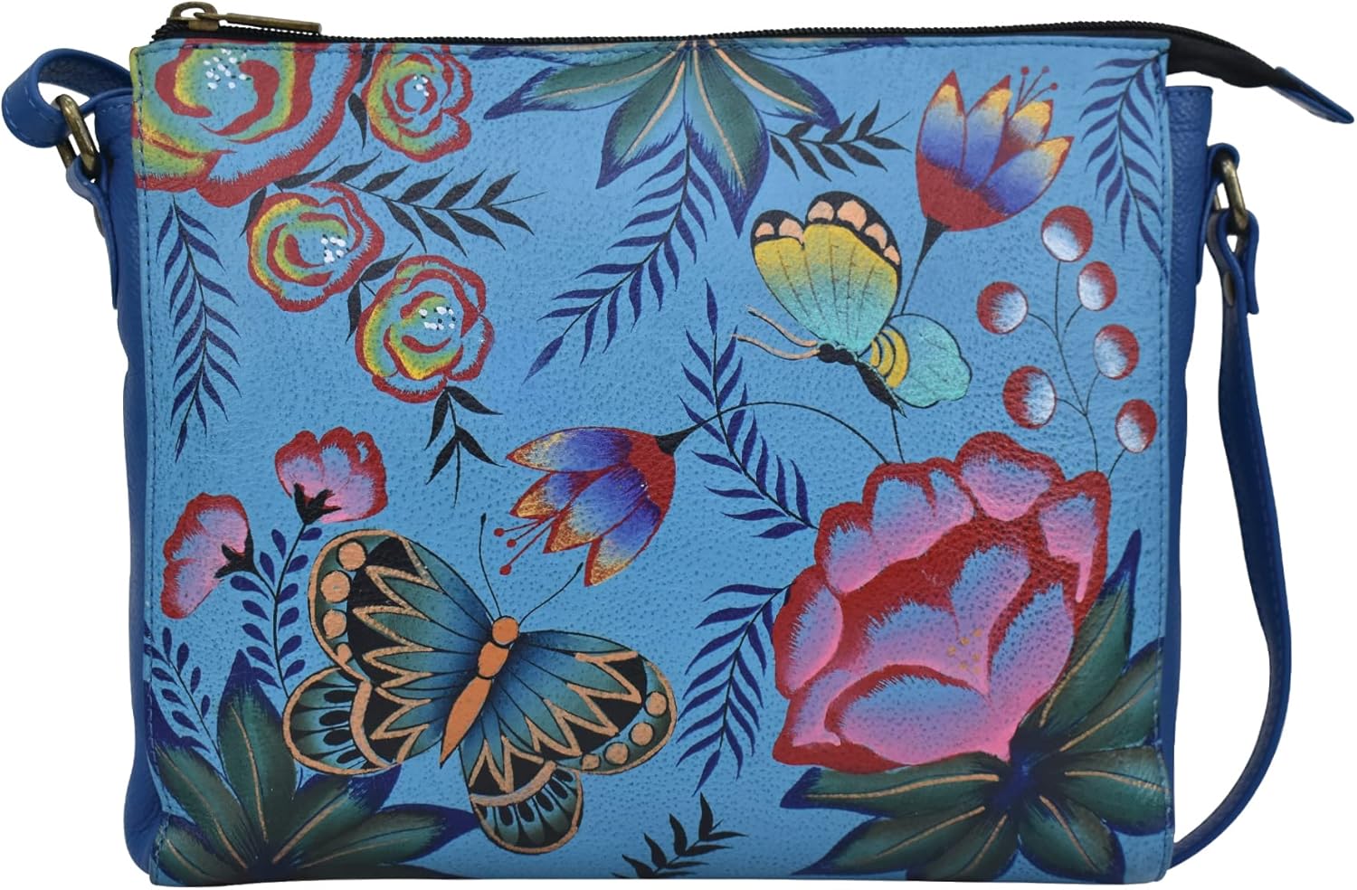 Anna by Anuschka Women's Hand-painted Women's Genuine Leather Slim Medium Crossbody