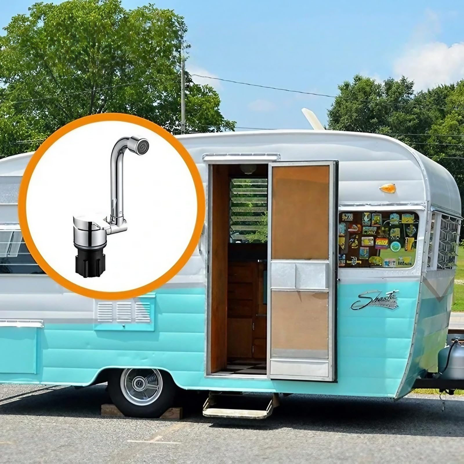 Grifo plegable para autocaravana,rotación de para 360°, grifo mezclador de fregadero con manguera de entrada de manguera, grifo de agua plegable giratorio