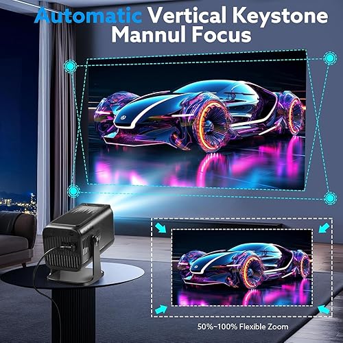 Miniatura 2 de Mini proyector con Wifi y Bluetooth, soporte 4K 1080P Proyector portátil giratorio de 180 Proyector de película de pantalla de 120 pulgadas Auto