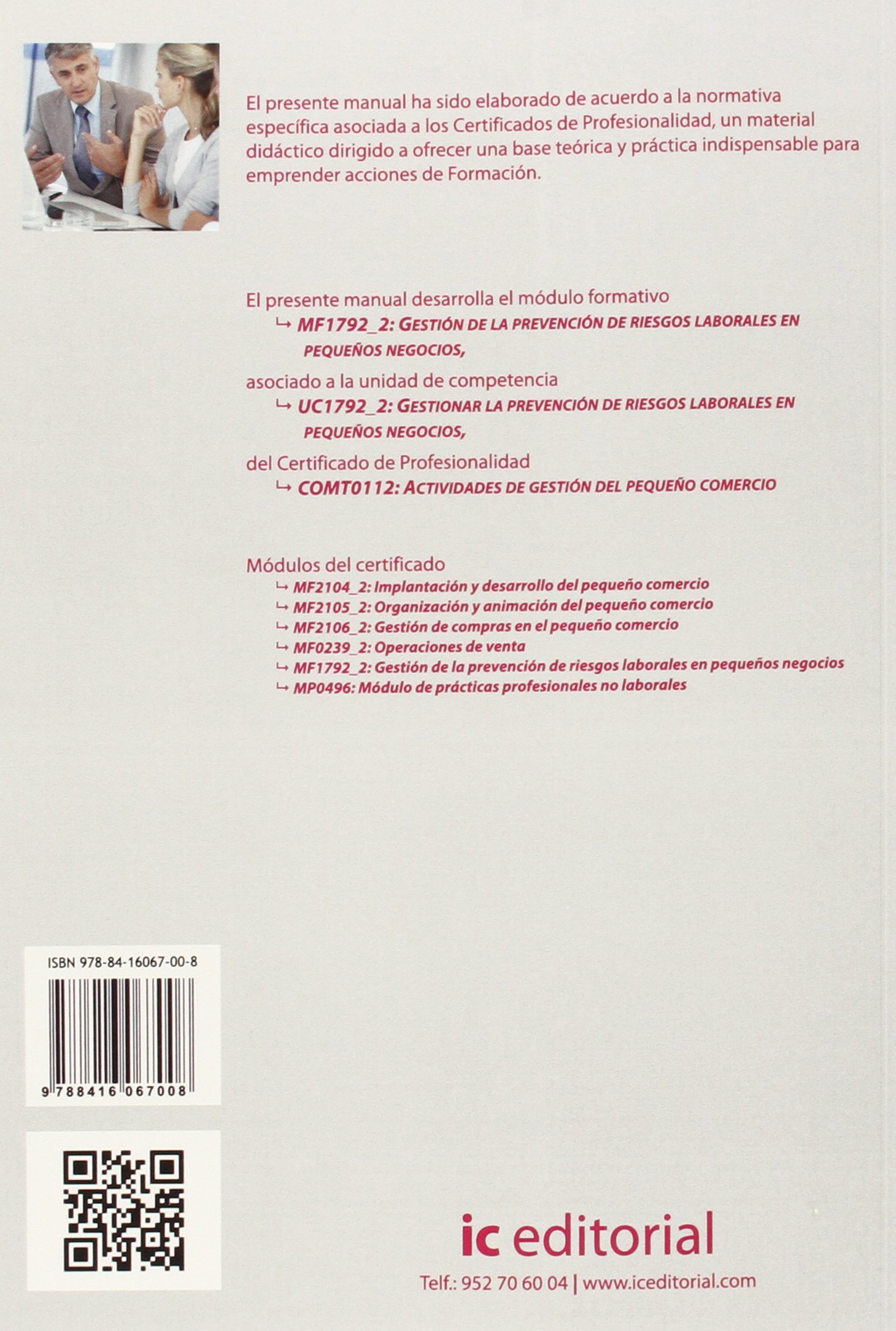 Gestión de la prevención de riesgos laborales en pequeños negocios. comt0112 - actividades de gestión del pequeño comercio (SIN COLECCION)