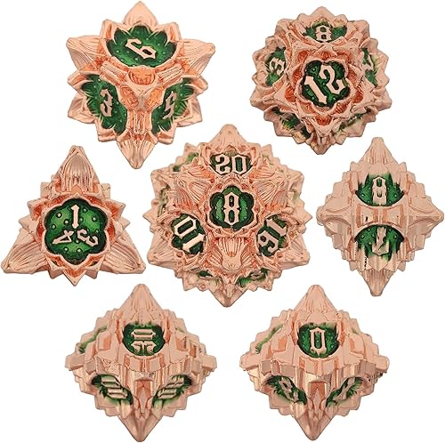 AHDKEJG DND - Juego de dados de metal, dados D&D de Calabozos y Dragones para MTG RPG, juegos de rol Pathfinder, dados poliédricos con bolsa de