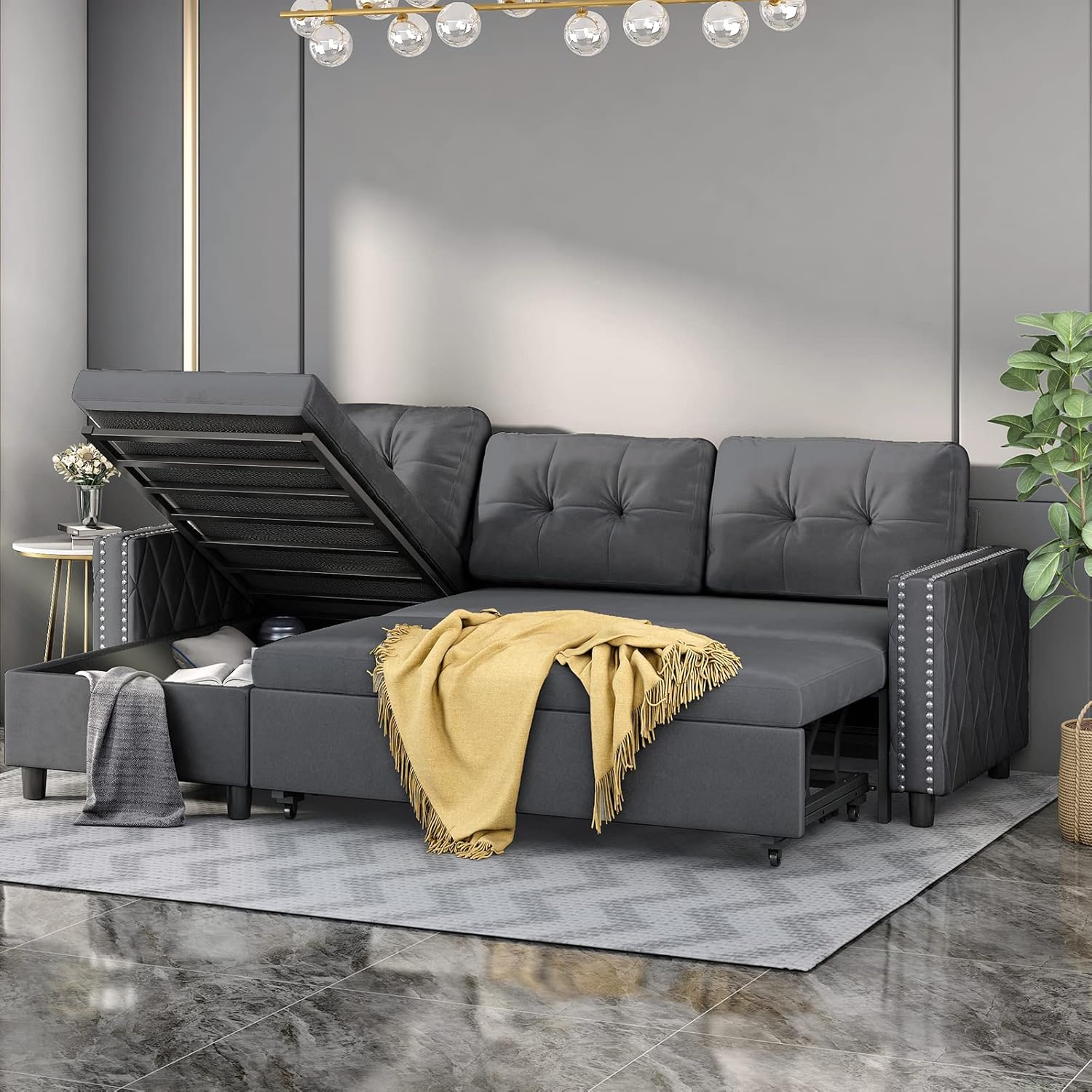Buy BALUS Reversible Sectional Sleeper Sofa with Large Storage Chaise