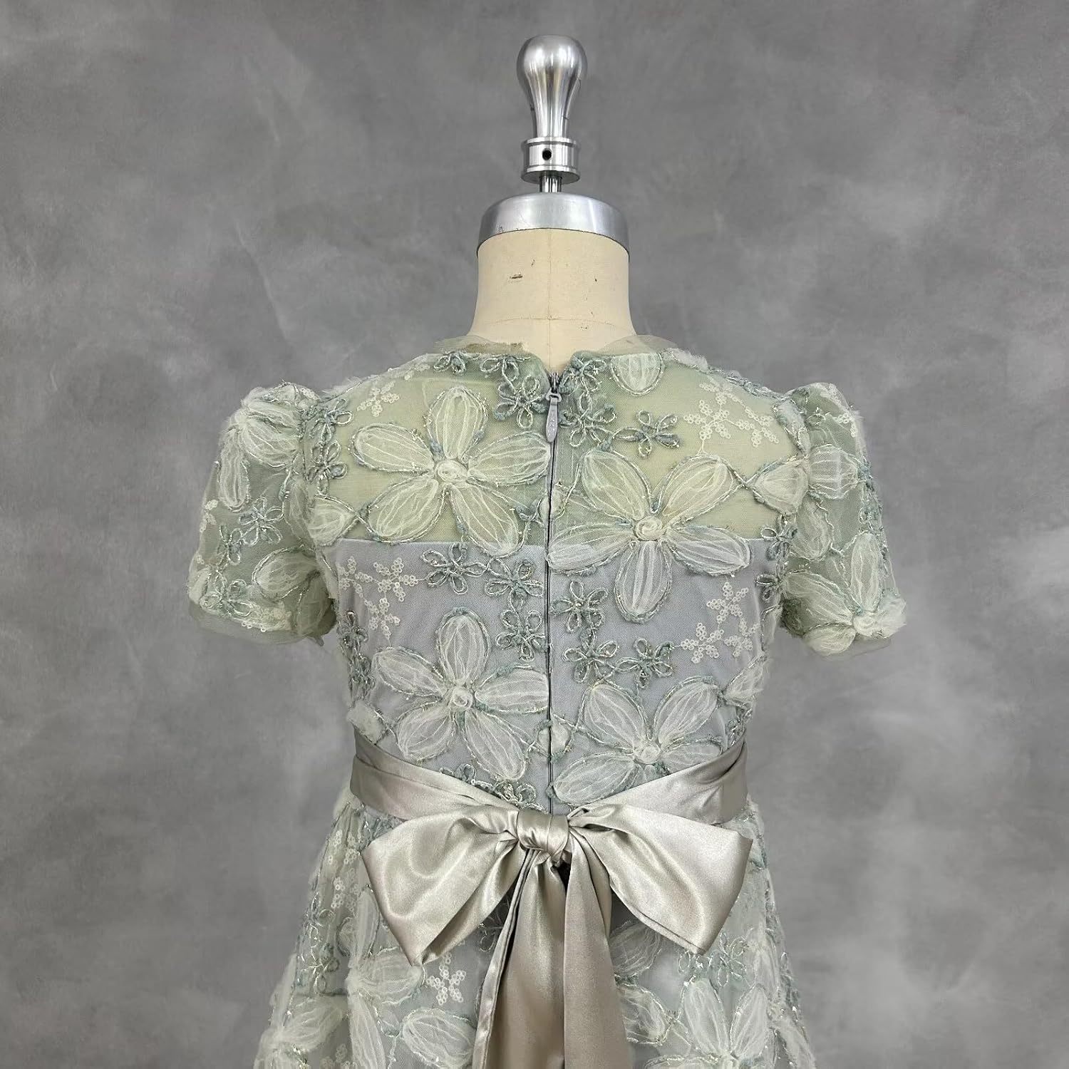 dideyttawl Flower Girls Dress A-Line Floral Junior Bridesmaid 3D Embroidery Lace Appliqued Dress 754