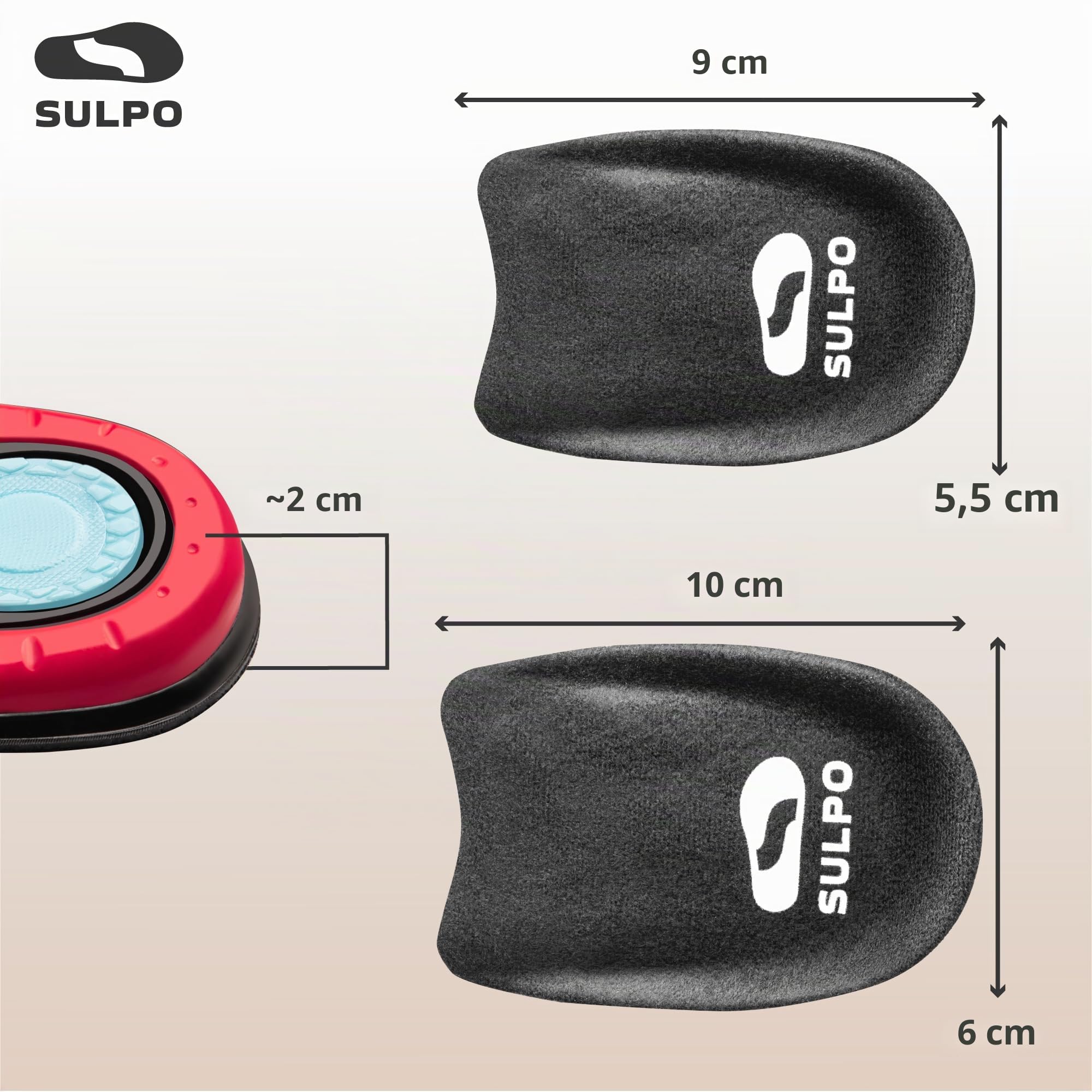 SULPO Taloneras de gel para fascitis plantar y espolón calcáneo, plantillas talón ortopédicas, alivio del dolor, transpirables y antideslizantes, hombre y mujer 36-39, 1 par