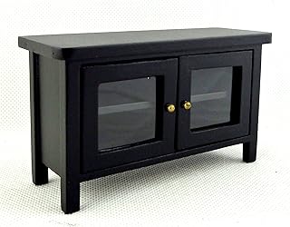 Dollhouse Miniature Black Television Stand