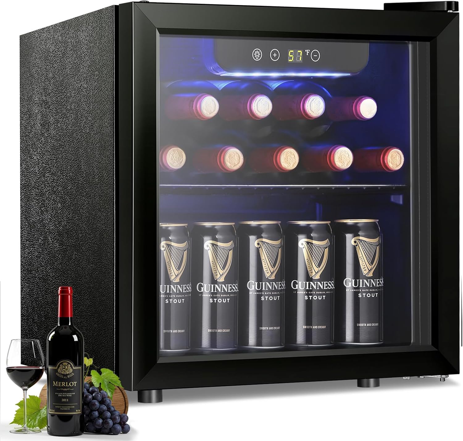 Antarctic Star 24 Bottle Wine Cooler Beverage Refrigerator Small Mini Wine Cellar Beer Soda Clear Glass Door Bar Fridge Quiet Operation Compressor Adjust Temp Control Freestanding, 2.4 Cu. ft