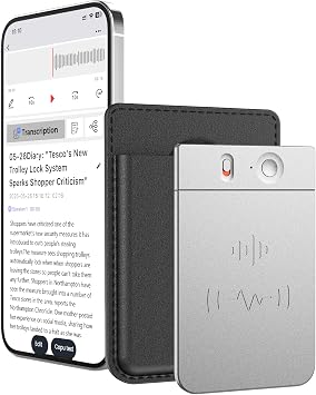 AI Voice Recorder Note Taking Device App Control Transcription Summarization 112 Languages Grabadora de Voz for Lectures Meetings Calls 64GB Memory Magnetic CaseSilvery