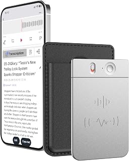 AI Voice Recorder Note Taking Device App Control Transcription Summarization 112 Languages Grabadora de Voz for Lectures Meetings Calls 64GB Memory Magnetic Case(Silvery)