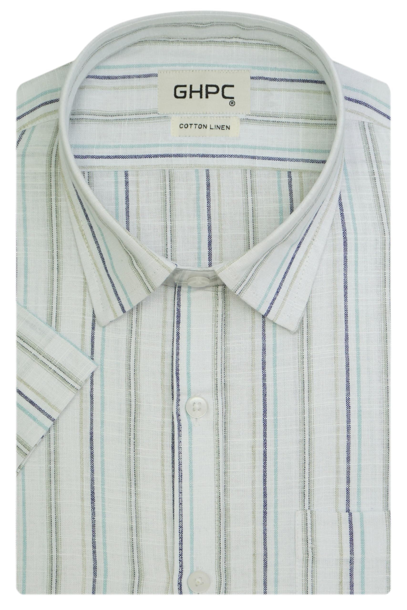 ghpc Cotton Linen Striped Half Sleeves Regular Fit Formal Shirt for Man-picture-46