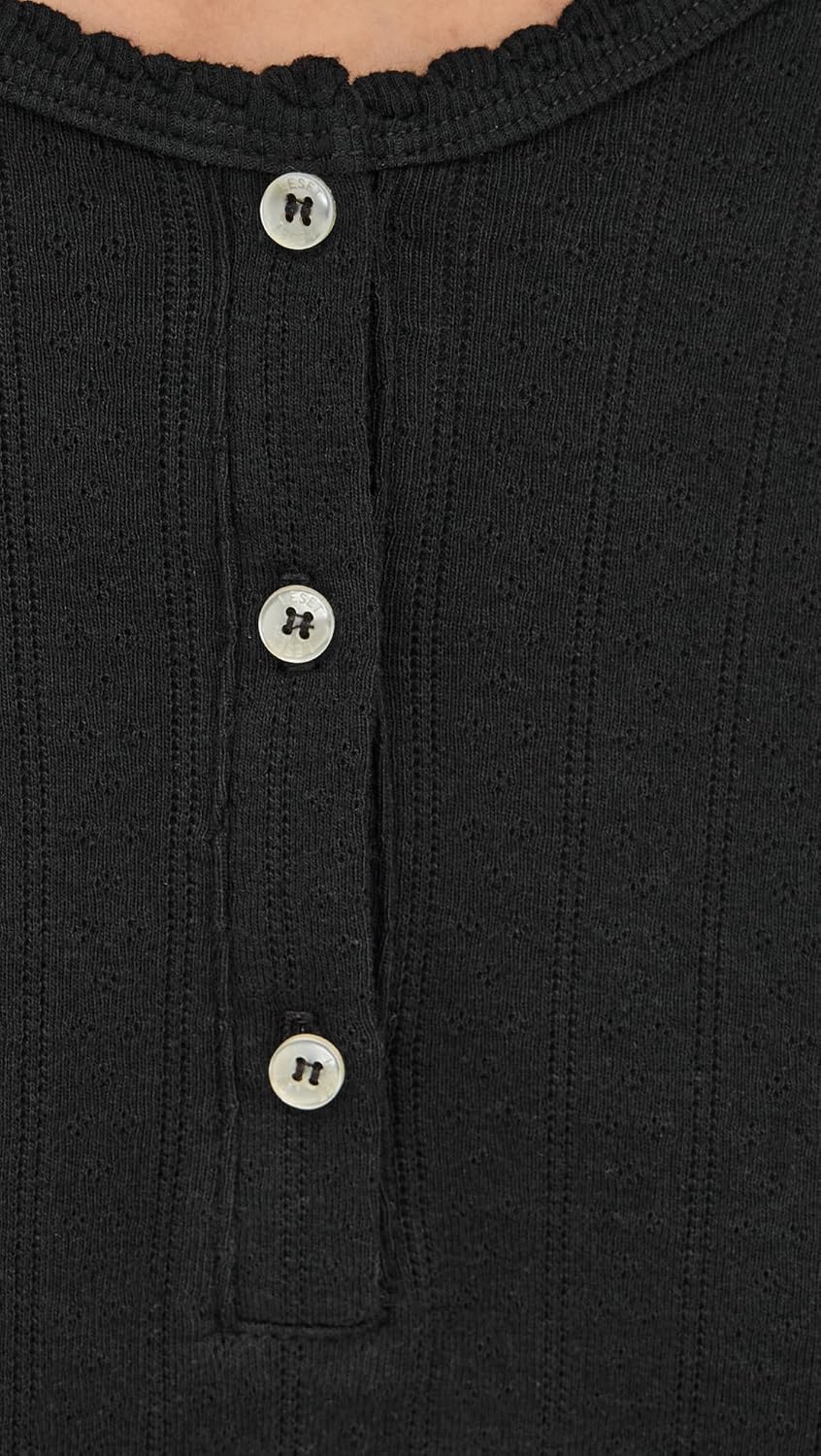 Leset Women's Pointelle Long Sleeve Henley - Image 6