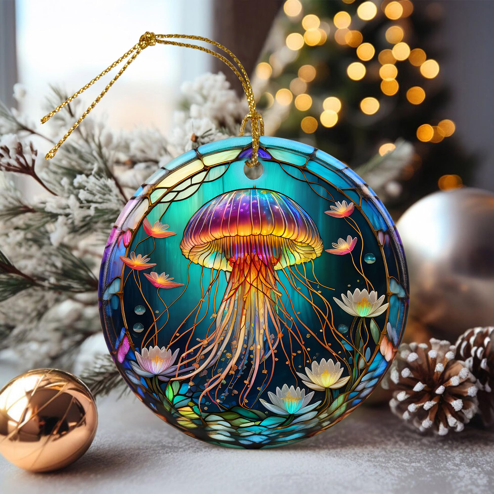 Amazon.co.jp: Touber ステンドセラミッククラゲオーナメント クラゲの