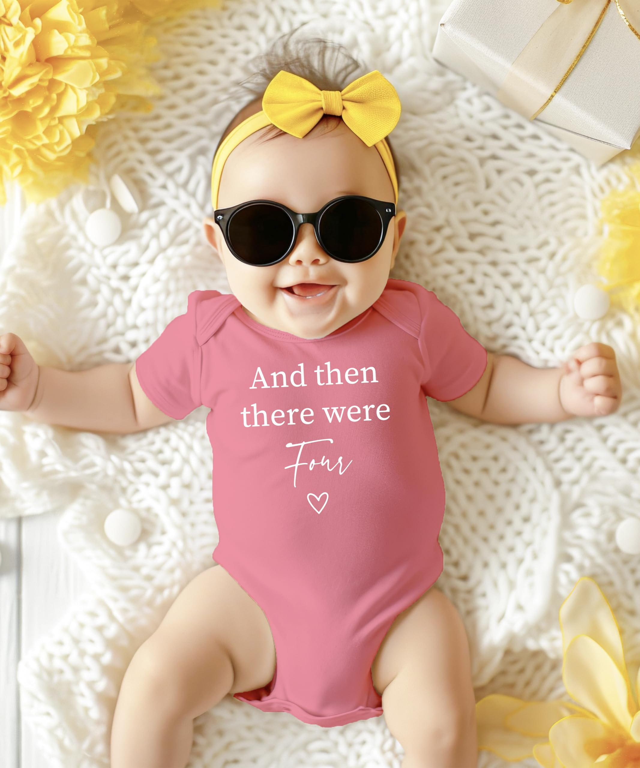 Olive Loves Apple Baby Announcement And Then There Were 4 Heart Baby Big Sister Big Brother Sibling Mauve Bodysuit Newborn