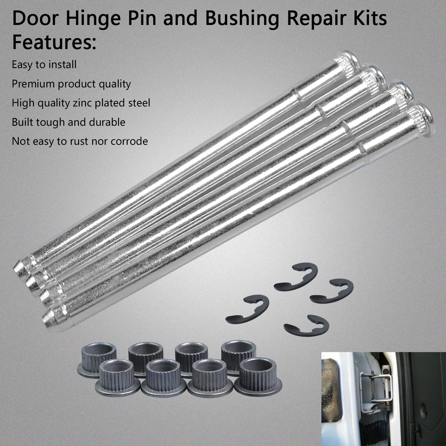 Chevrolet C1500 Door Hinge Repair Kit - Front Door Hinge Pins & Bushings For 1988-1999 Models