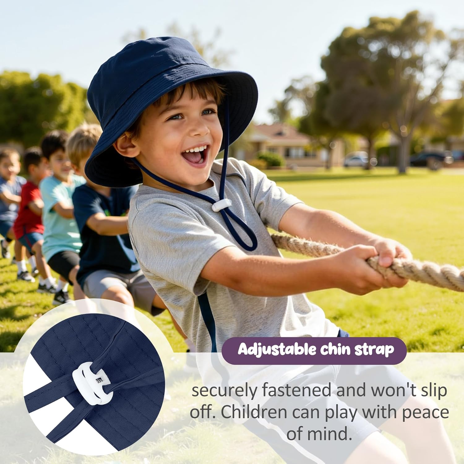 Zando 2Pcs Baby Sun Hat Toddler UPF 50+ Sun Protection Hat Adjustable Toddler Bucket Hats for Kids Summer Beach Hat 0-8T - Image 5