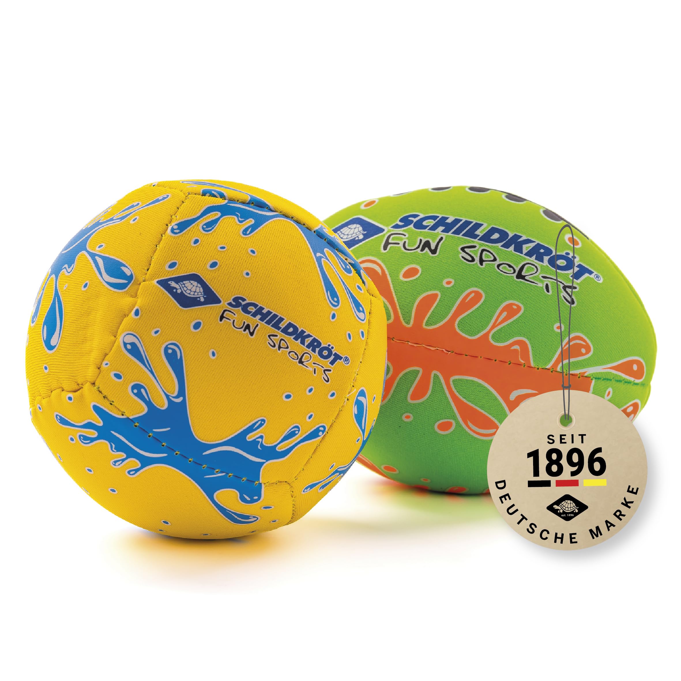 Schildkröt Funsports Mini-Ball-Duo Pack, Set Consisting of 1 Volleyball and 1 American Football, Ø 9 cm, Non-Slip and Salt Water Resistant, Ideal for Beach and Water, 970282