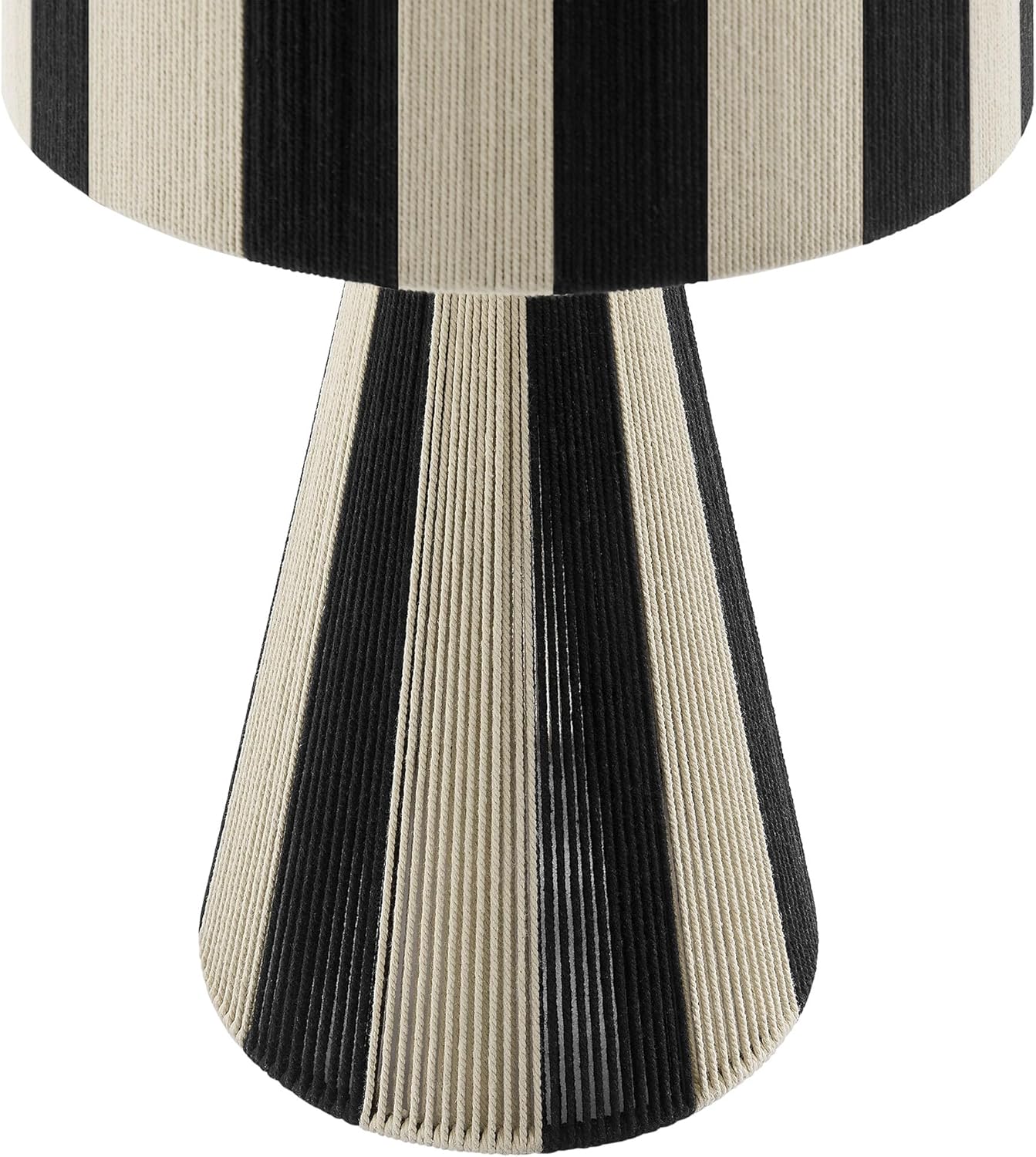 Modway Renae Vintage Modern Cotton Thread Table Lamp in Black - Unique Retro Boho Accent Lamp with Metal Base and Evenly Spaced Striped Design
