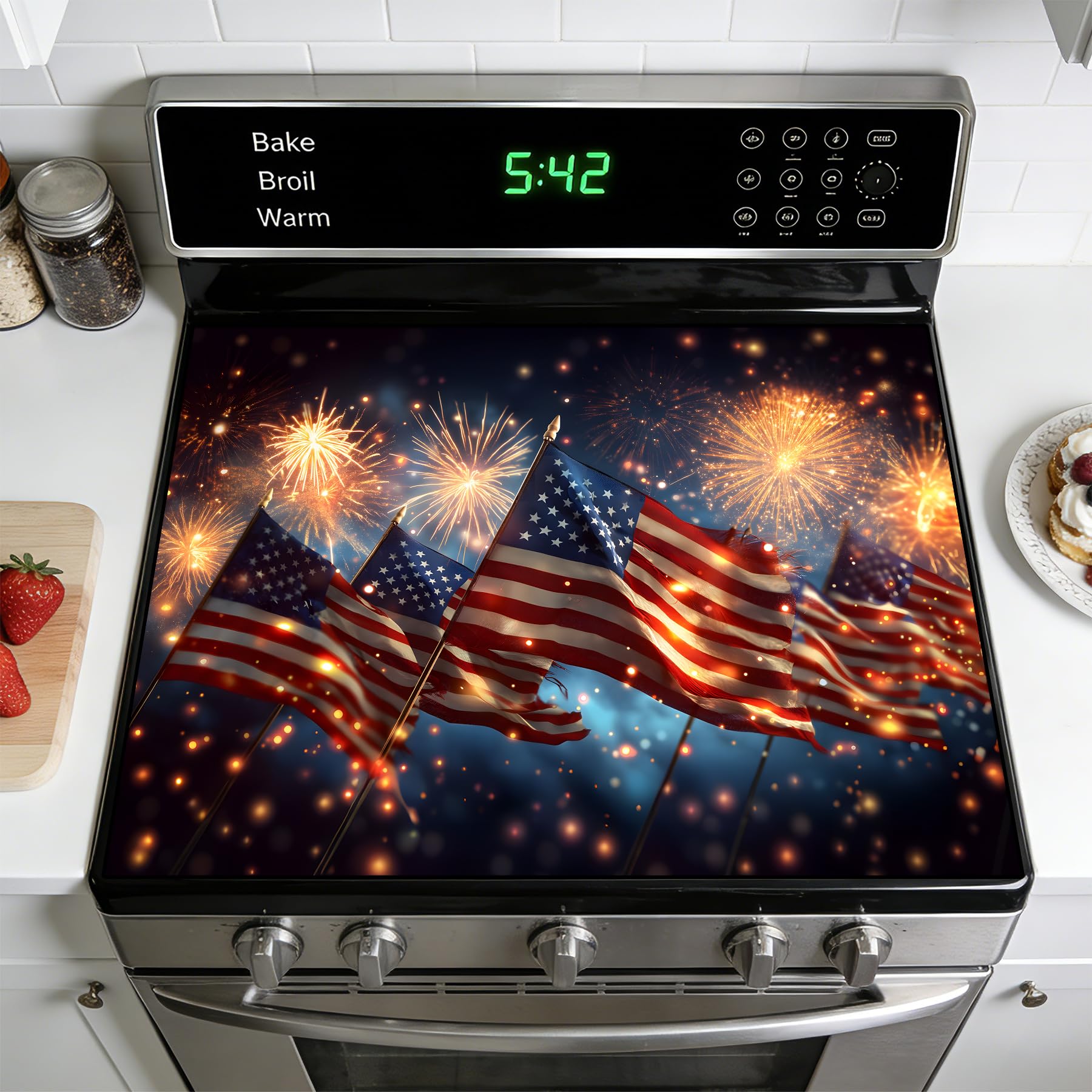 Stove Burner Covers Non-Slip Electric Cooktop Protector Mat (Flag)
