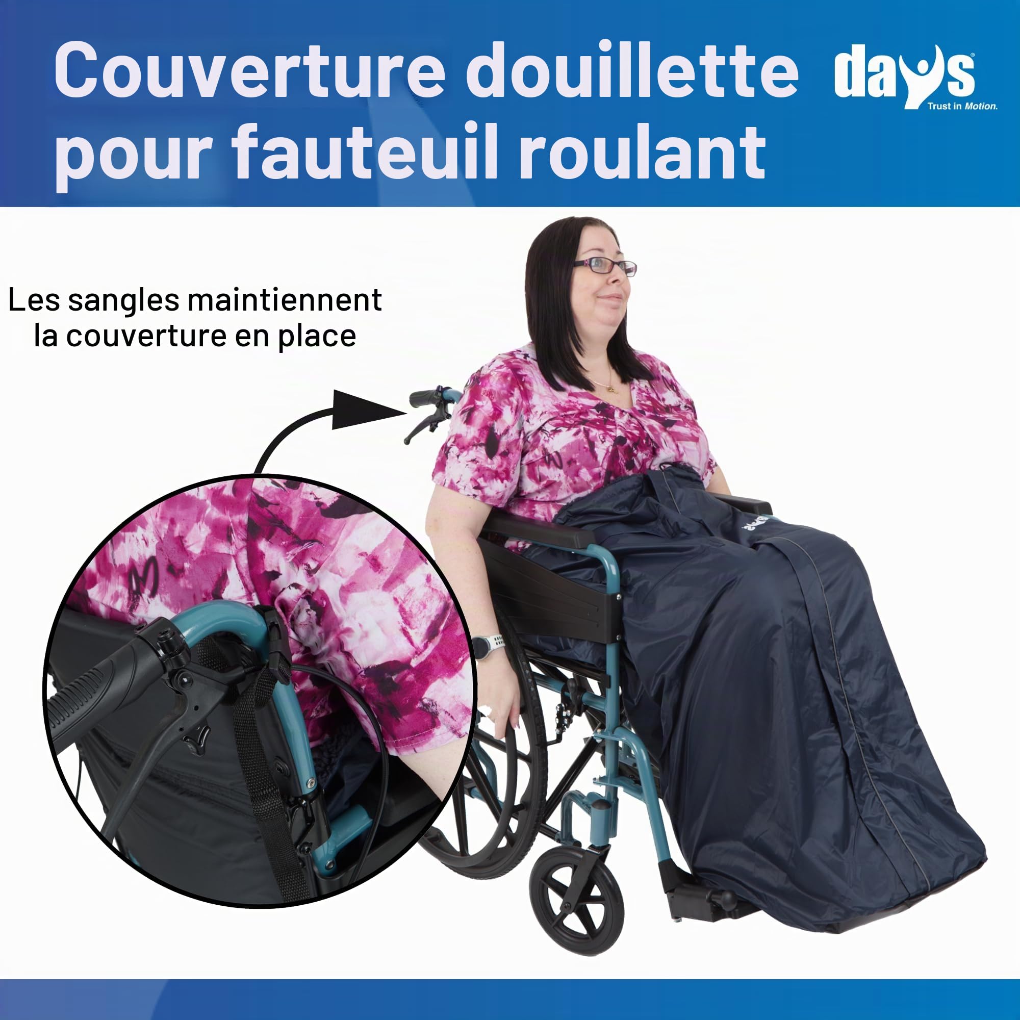 Homecraft Wheelchair Cosy, Standard Size, Wheelchair Blanket for Warmth and Comfort, Wheelchair Accessory, Fleece Lined Blanket with Ring Pulled Zipper, Fits Nearly All Manual Wheelchairs